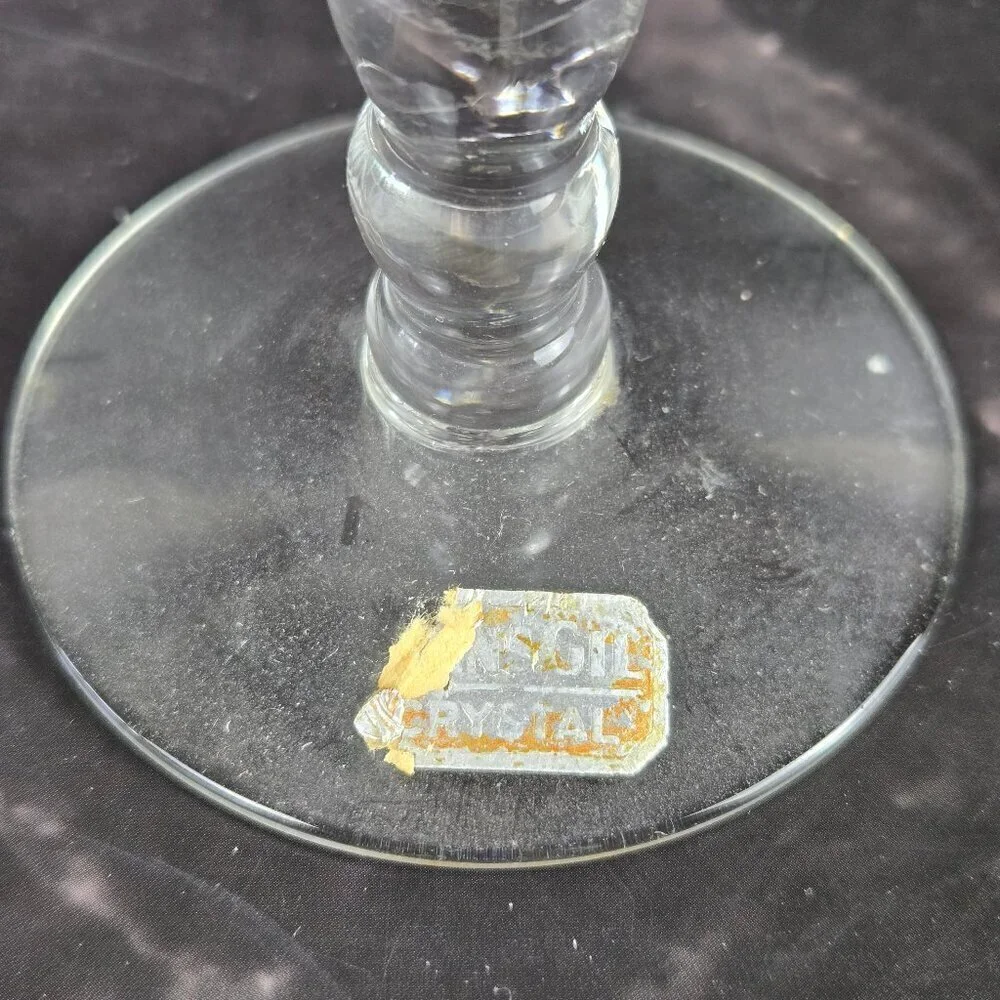 Vintage Ransgil Crystal Bud Vase Gold Gilt Rose on Front 1940's-1950's MCM